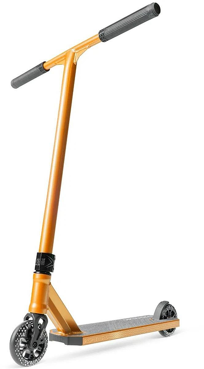 An orange and black handle, ideal for your Madd Gear Viral KAOS Complete Stunt Scooter – Copper by Madd Gear (MGP).