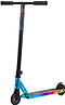 The Legacy Raze Complete Stunt Scooter by Legacy features a black handlebar and an oil slick/neochrome deck with matching wheels, designed for beginners and shown against a white background.
