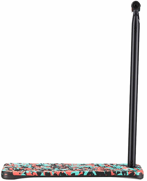 Introducing the Blunt Envy TS Pro 7.5 Indoor Trampoline Stunt Scooter: a vibrant, customizable scooter with a colorful deck and black neck, featuring striking teal camo designs. It stands upright against a clean white background, ready for your next adventure.