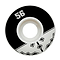 The Fracture Uni Classic 56mm 100A Skateboard Wheels - Black, from Fracture, are crafted from high rebound urethane and feature a durable white core with an eye-catching black and white design. The wheels display the number "56" on the black section, while geometric patterns enhance the white area for added style and performance.