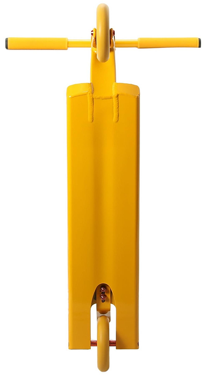The Aztek Architect 2 Complete Stunt Scooter in Sunburst Yellow is an entry-level model, shown from above with its handlebars, deck, and two 110mm rebound wheels aligned vertically.