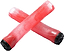 A pair of Blunt Envy Flangeless V2 Smoke Red Stunt Scooter Grips, crafted from thermo plastic rubber, are crossed against a white background. Their textured surface and black end caps ensure compatibility with bar ends, enhancing their stylish design. Ideal for a secure and fashionable ride on a stunt scooter.