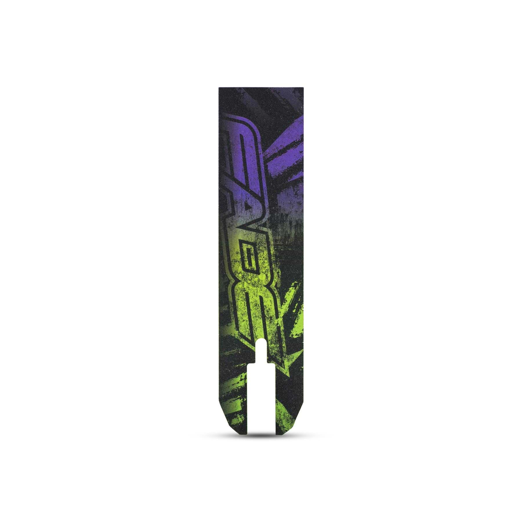 The Legacy Fade Complete Stunt Scooter by Legacy features a bold graffiti-style design in purple and green, making it perfect for standing out at the skatepark.