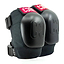 Introducing the CORE Pro Park Knee V2 Skate Protection Pads: a pair of black, hard-capped knee protectors with adjustable straps and the letters "C3" on each cap. Featuring red and white "CORE" labels, they are designed for skatepark riders and active sports enthusiasts alike.