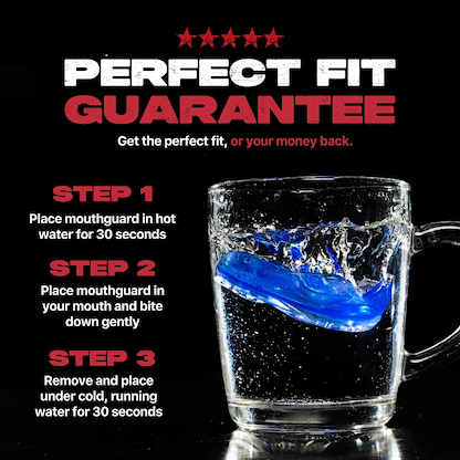 A glass of water with a Safejawz Extro Series Protection Mouthguard - Ice by Safejawz in it.
