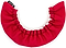 The SFR Ice Skate Blade Soakers in red feature a ruffled texture, providing protection and moisture absorption with absorbent microfiber. They include a small black tag with white lettering on one end for easy identification.