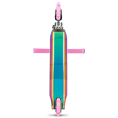 The Rampage Light Up Foldable Kick Scooter - Neochrome / Pink with pink LED wheels.