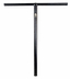 A black Supremacy Trojan Steel Standard SCS T-bar handlebar, measuring 710mm x 610mm, featuring a vertical stem and horizontal grip, designed for the Stunt Scooter, set against a plain white background.