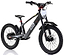 The Revvi 20" Kids Electric Balance Bike - Black features a sturdy frame, thick off-road rubber air-filled tires, and a front suspension fork. The bike exhibits "Revvi" branding on the frame and handlebar grips, making it ideal for tackling challenging terrains.