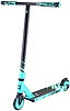 The CORE CB1 Beginner Complete Stunt Scooter by CORE comes in teal and black, featuring a sturdy T-bar handle, printed graphics, two small wheels, and a non-slip deck—ideal for beginners.