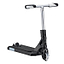 The Blunt Envy AOS V6 Finger Scooter - Black features a wide deck, two small wheels, and a straight handlebar with white grips. This miniature replica is black and silver and is angled slightly to the right.