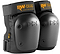 The GAIN Protection RW x Fast Forward Ryan Williams Signature Skate Knee Pads feature hard plastic shells, adjustable straps, and orange "RW Fast Forward Signature Series" labels—ideal black pads for action sports enthusiasts.