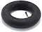 The Wildcat 10" Mini BMX Inner Tube - Black by Wildcat is a durable rubber tube with a brass valve stem, ideal for BMX bikes or small vehicles, shown on a white background.
