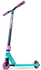 The Madd Gear MG 2 Obsidian Complete Stunt Scooter - Sugar Rush features a teal deck, pink wheels, black handlebars with pink grips, and decorative accents. Shown upright against a white background. Suitable for kids aged 5+. Brand: Madd Gear (MGP).