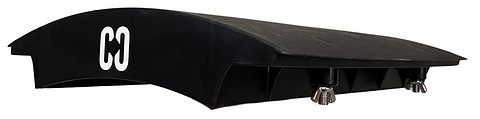 A black plastic device with a curved top, labeled "CORE" in white, features adjustable metal screws underneath—perfect for skaters wanting the CORE Mini Wave Skate Ramp Set with 2 kickers and bridge.