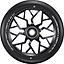 The Blunt Envy Sector 120mm Stunt Scooter Wheel in black features a geometric spoke-like center design and white rim text: "ONE HUNDRED TWENTY X TWENTY SIX MM 86A.