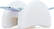 The Chicks In Bowls Roller Skate Slide Blocks – White, by Chicks In Bowls, are white plastic blocks with two curved sides and a top metal bracket, ideal for roller skate slide tricks or use on sliding doors.
