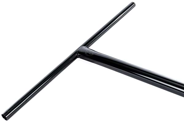 The Ethic DTC Tenacity V2 Steel Oversized HIC Stunt Scooter T-Bars in Black Mirror (620mm x 600mm) offer a sleek, glossy finish—ideal for riders who want strong yet lightweight black handlebars from Ethic.