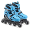 The Xootz Adjustable Inline Roller Skates - Blue, ideal for beginner skaters, boast a striking blue design with black frames and four wheels. These adjustable size skates include secure straps and ventilation holes for optimal comfort during your ride.