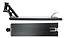 The Supremacy Spartan Black Stunt Scooter Deck - 5.5" x 20.5" is presented from two angles. The top view emphasizes its sleek, flat surface and integrated brake, perfect for street riding, while the bottom view showcases a reinforced underside with a boxed design and a cutout near the rear.