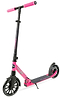 The Madd Gear (MGP) Metro Cruise 250 Foldable Commuter Scooter in black and pink features large wheels, a textured footboard, a black handlebar stem, and pink handles, shown upright against a white background.