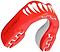 The Safejawz Extro Series Protection Mouthguard - Viper features a red and white design with jagged white teeth graphics and the SAFEJAWZ logo embossed on the side.