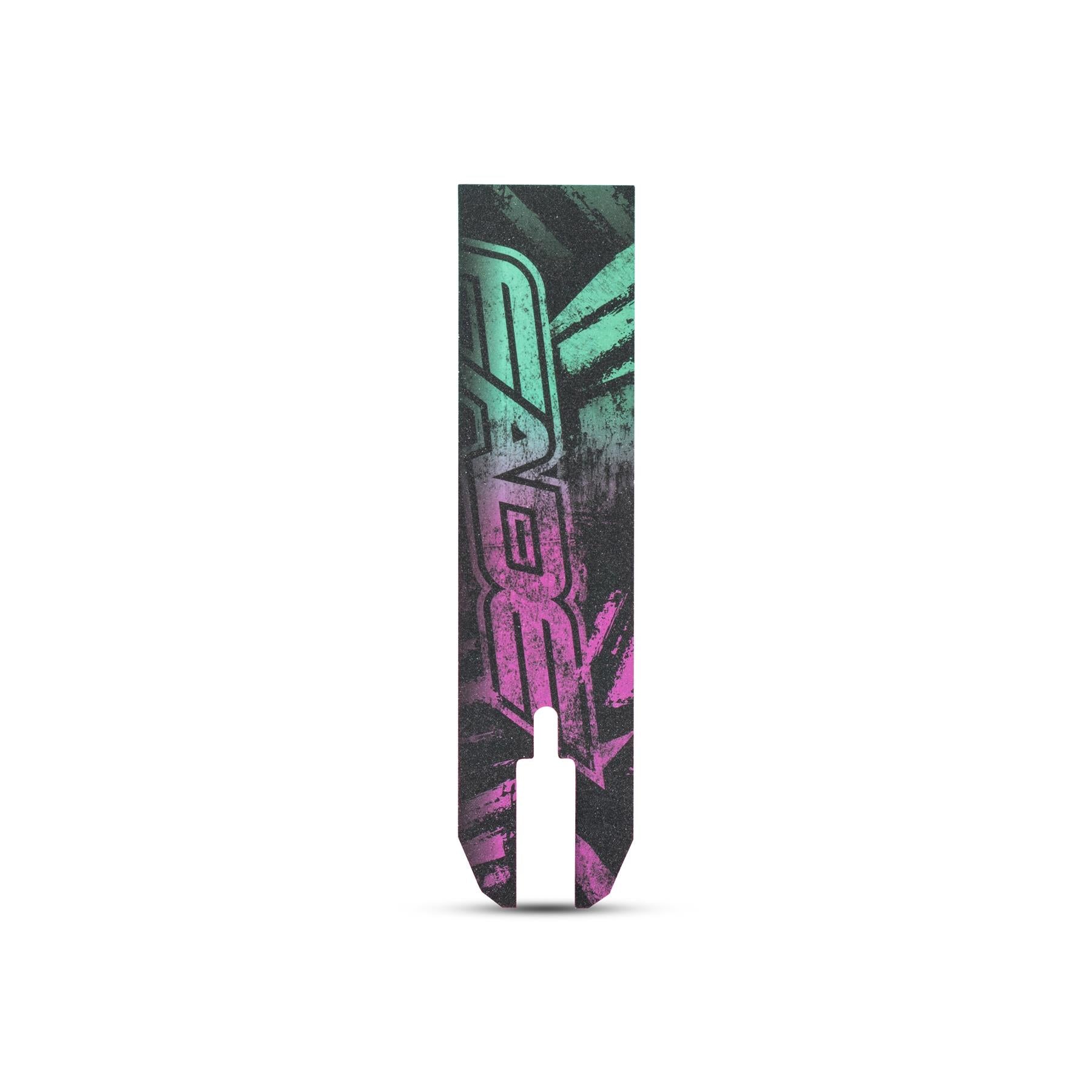 A rectangular vape pen with "CAKE" in teal and pink graffiti lettering on a textured black background stands upright, reminiscent of the Legacy Fade Complete Stunt Scooter by Legacy. The mouthpiece is at the bottom center, shown against a white background.