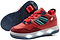 The Breezy Rollers Light Beam Shoes - Red / Blue are kids' sneakers with light-up soles, a retractable heel wheel for skating, blue laces, and a bold side stripe—fun and stylish from Breezy Rollers.