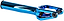 The Ethic DTC Merrow V3 8/12STD SCS Stunt Scooter Forks in Chrome Blue feature a cylindrical stem, open prongs, a black axle bolt, and a smooth polished finish.