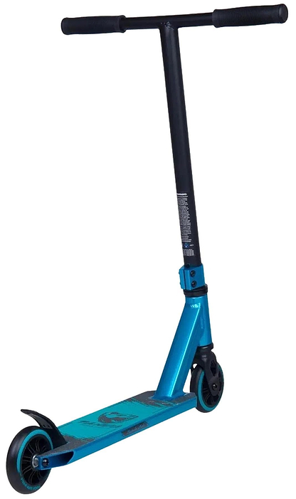 The Panda Cub Complete Stunt Scooter - Teal by Panda features a T-shaped handlebar, two small wheels, and a textured foot deck—ideal for junior riders at the skatepark. Shown on a white background.