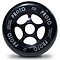 The Proto Sliders 110mm Stunt Scooter Wheel - Black boasts a stylish five-spoke design. The wheel features text that reads "BUFF Core Technology," "Performance Urethane," and "Made in USA." Additionally, the size "110mm" is prominently displayed, highlighting its advanced urethane technology for superior performance.