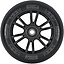 Black Legacy Ventus 110mm stunt scooter wheel featuring twelve spokes and branded graphics on the tire.