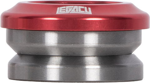 Legacy Velo Integrated Stunt Scooter Headset in red anodized finish with a silver metal base.