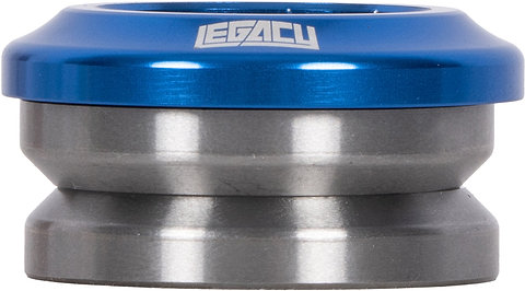 Legacy Velo Integrated Stunt Scooter Headset in anodized blue with a silver metal sealed bearing assembly.