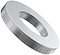 The Universal Scooter Wheel Axle Spacer - 1.8mm by Universal is a silver metallic washer with a smooth finish and central hole, shown angled on white—perfect as a universal scooter axle spacer or for stunt scooter bearings.