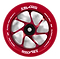 Slamm Team 110mm Stunt Scooter Wheel - Red / Red by Slamm features a premium aluminium core, black hub, silver spokes, and high-rebound PU with white "SUPER HIGH DENSITY 110mm 88A" text for a sleek, modern look.
