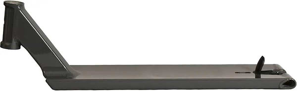 The Tilt Method Pro Gunmetal Grey Stunt Scooter Deck (6.2" x 22.2") features a boxed design with a left headtube for handlebars and a right brake, shown side-on against a white background—perfect for street riders.