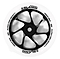 The Slamm Team 110mm Stunt Scooter Wheel, in a striking white and black color scheme, features a high-rebound PU construction. The bold black spoke pattern encircles the edge of the white tire, which is marked with "Super High Density 110mm 88A Slamm," all enhanced by a premium-grade aluminum core.