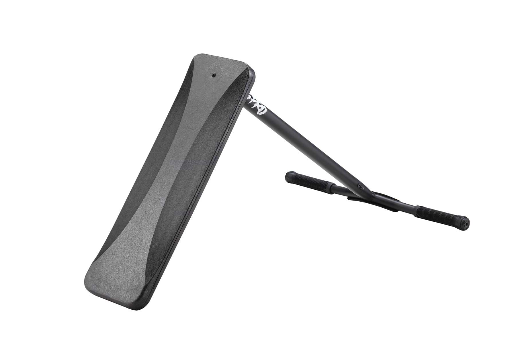 Displayed from a side angle against a white background, the Blunt Envy TS Pro 7.5 Indoor Trampoline Stunt Scooter - Black showcases its sleek design with an adjustable handlebar and streamlined base, emphasizing its customizable features for improved fitness and strength training.