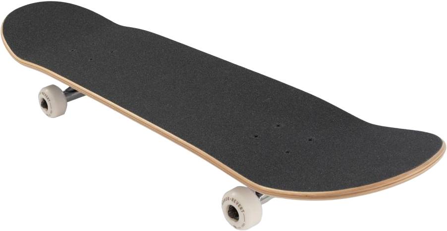 The Arbor Street Revert Wizard Complete Skateboard - 8.25″ x 32″ is shown from a side angle with white wheels and wooden edges, perfect for street and park skating.