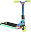 The Blunt Envy AOS V6 Special Edition Finger Scooter - Charge features neon yellow handles and wheels, a rainbow metallic frame, and black deck grip, shown from the front right angle.