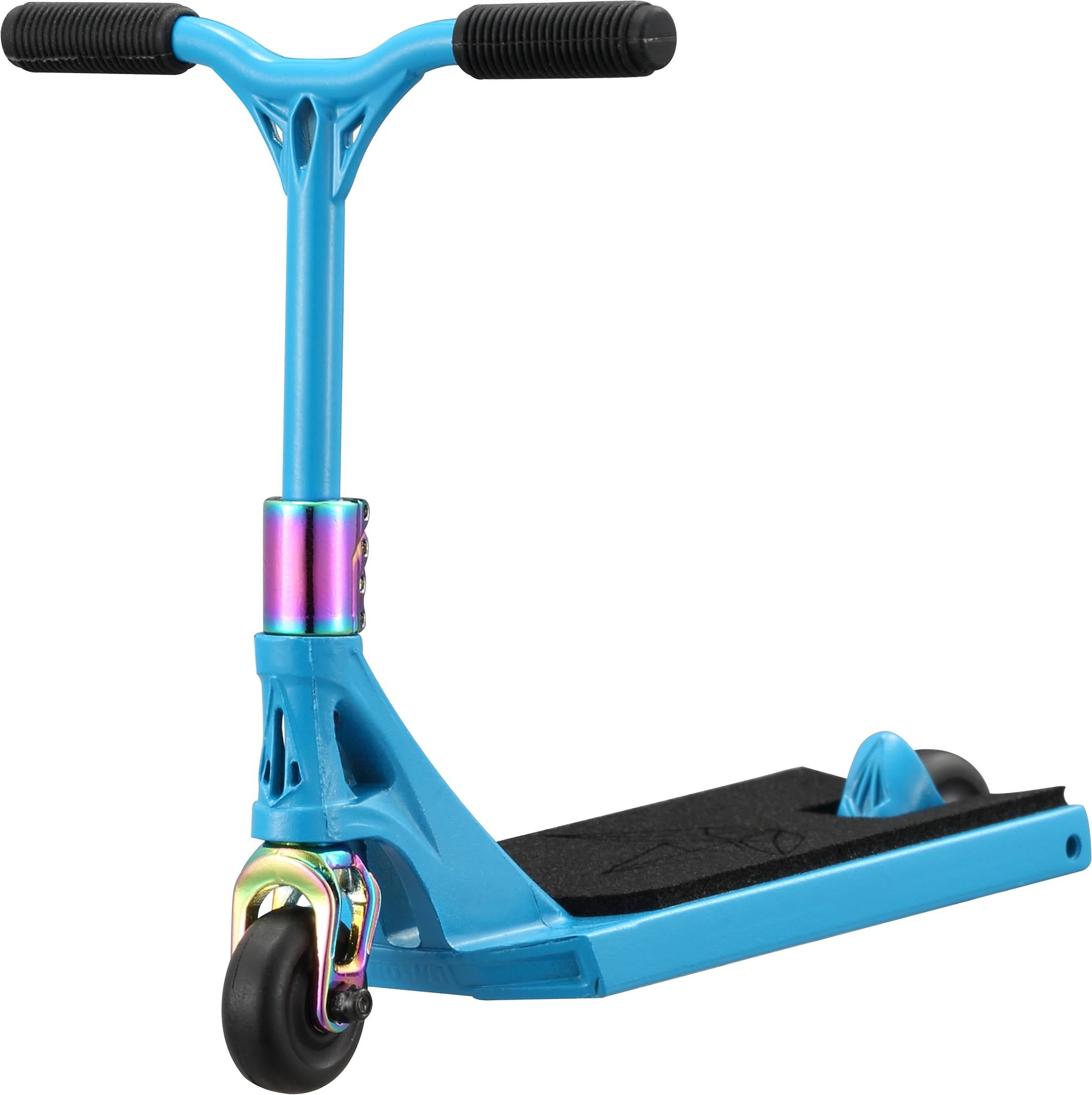 A blue Blunt Envy AOS V6 Special Edition Finger Scooter - Python with black handlebar grips, a metallic neck, and black wheels is shown against a white background.