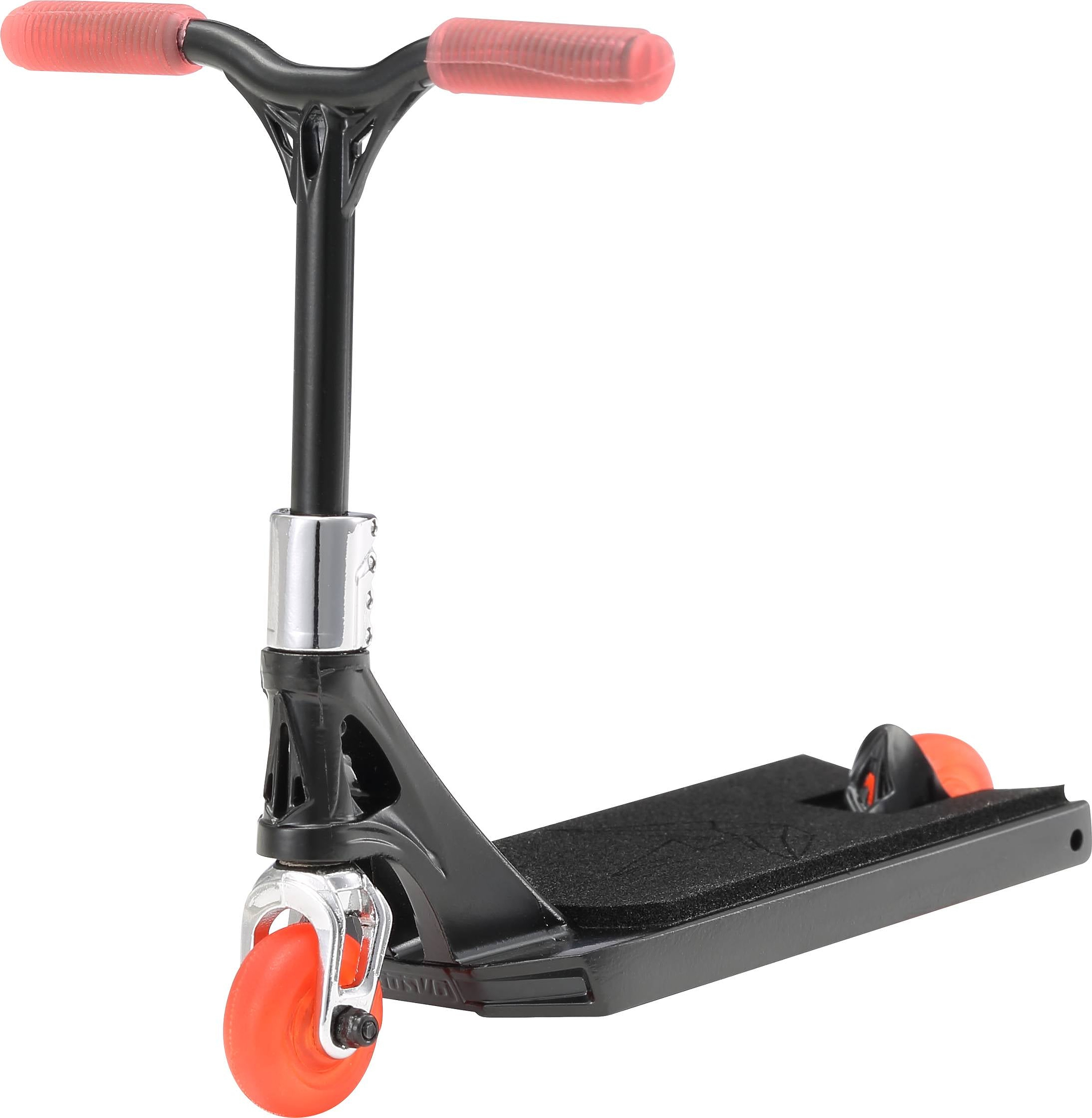 A black Blunt Envy AOS V6 Special Edition Finger Scooter - Viper with orange handlebars and wheels, shown from a front-side angle on a white background.