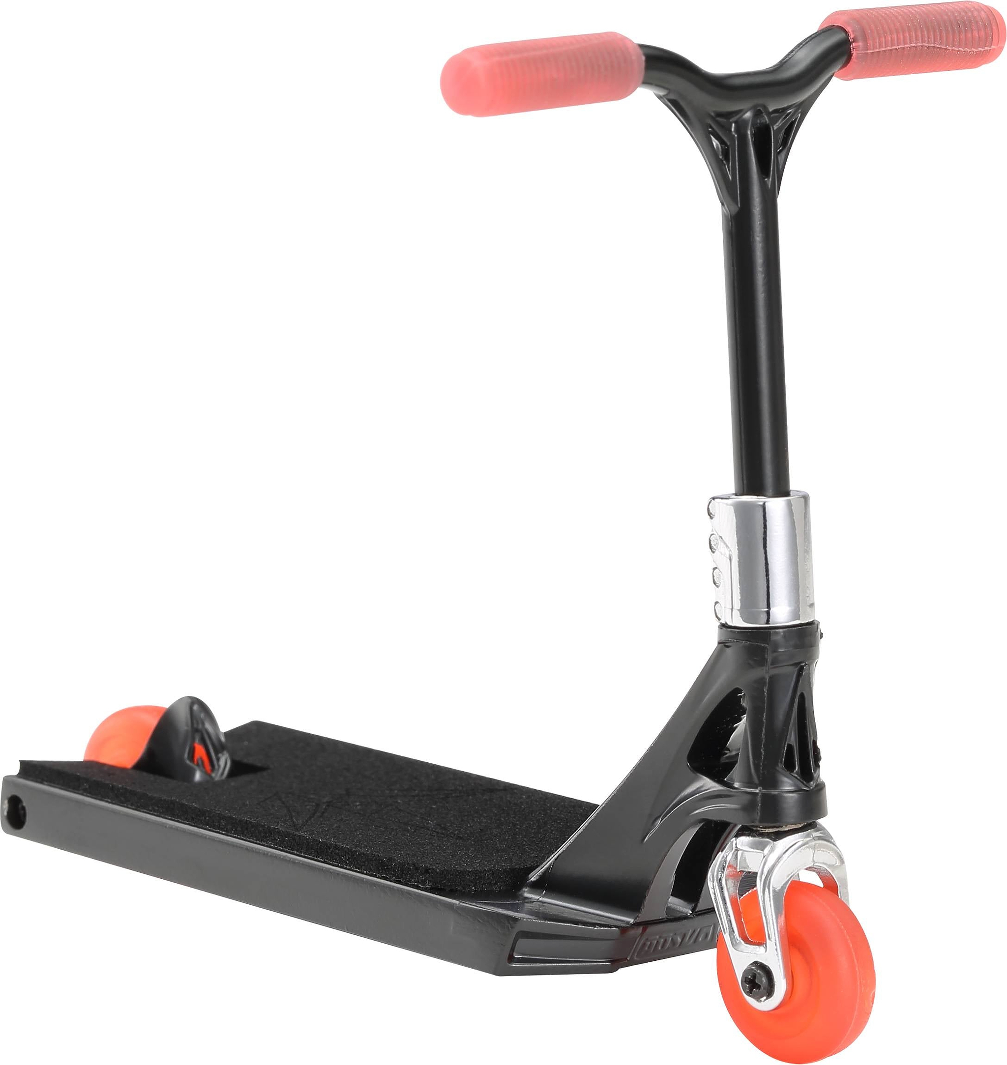 A black Blunt Envy AOS V6 Special Edition Finger Scooter - Viper with red handlebar grips and wheels, shown from a front-side angle on a white background.