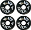 Set of eight Airwaves 78A Quad Roller Skate Wheels - Black 65mm x 36mm, featuring “AIR WAVES” in white on each durable polyurethane wheel—ideal for outdoor skating.