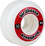 Introducing the Birdhouse Logo 53mm 99A Skateboard Wheels - Red by Birdhouse. Featuring a white wheel accented with a bold red ring and “birdhouse” branding, these wheels are constructed from Super High Rebound urethane for smooth performance and long-lasting durability. The “53mm 99A” markings in black and white showcase their size and hardness—making them an ideal choice for both street and park skating.