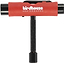 The Birdhouse Skateboard Multi T-Tool - Red by Birdhouse features a T-shaped design with three sockets for convenient skateboard maintenance and a textured black handle to enhance grip.