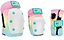 The CORE Adult Triple Skate Protection Pad Set - Pop includes knee pads, elbow pad, and wrist guards with pastel rainbow design, white padding, teal CORE labels, and turquoise button details.