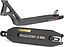 Two views of a black Drone Shadow 3 Evo Black Stunt Scooter Deck - 4.9″ x 19.2″ featuring the text “SHADOW 3 EVO” and an authentic product decal on its feather-light underside.