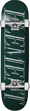 The Element Rodeo Rhythm Complete Skateboard (8.25" x 31.75") features a dark green deck with white wheels and trucks, plus "DENIED" in metallic, embossed letters across the top.